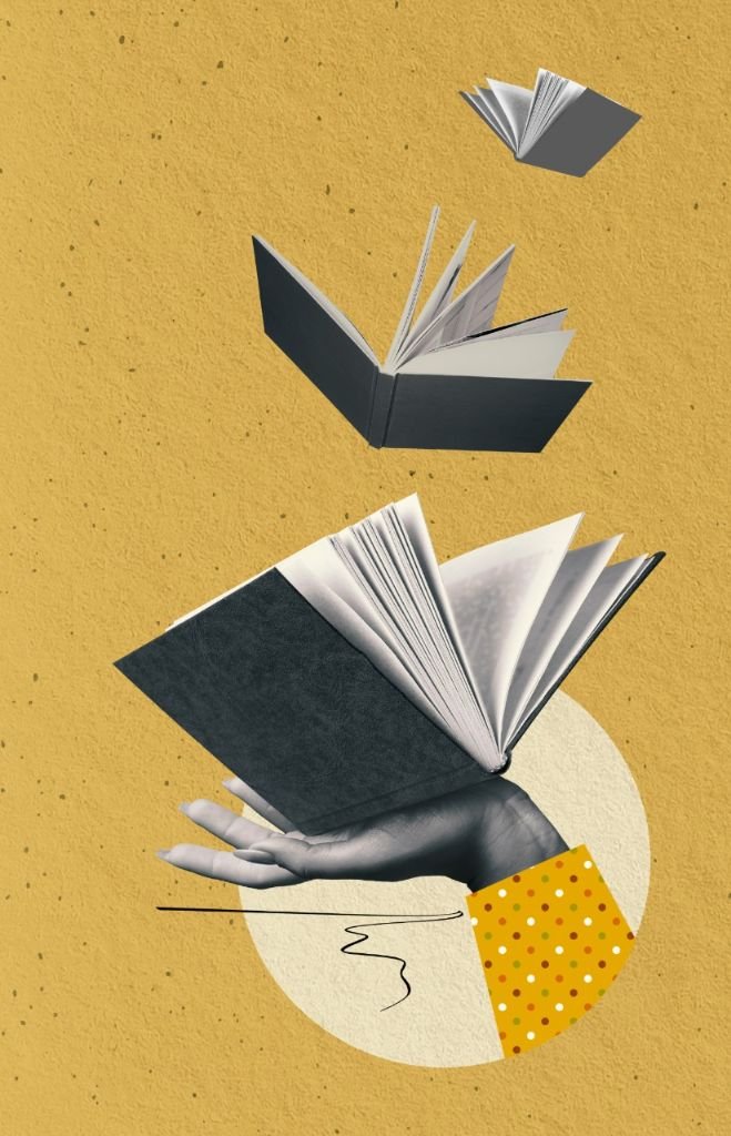 Books and manuscripts collage